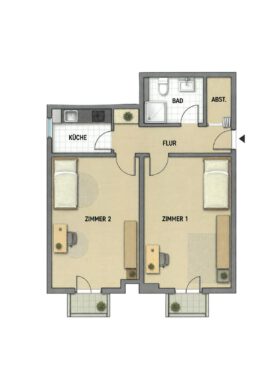 Attraktive Kapitalanlage: 2-Zimmer-DG-Wohnung mit Einbauküche, 2 Balkonen & TG-Stellplatz, 69221 Dossenheim, Dachgeschosswohnung